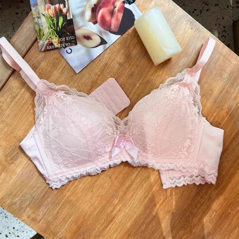 French Style Wireless Shaping Lingerie Set Push Up Lift Anti Sagging Lace Bra Elegant Comfort Soft Support Women Underwear Set