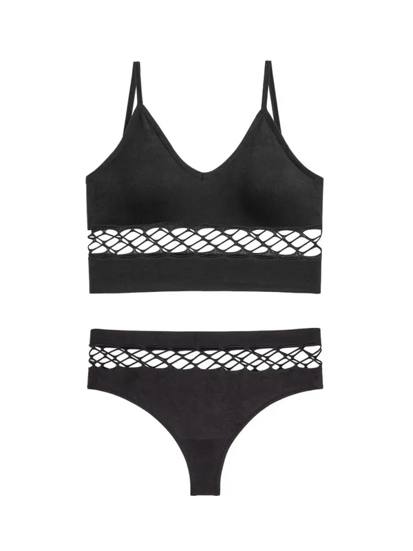 Thin Hollow Out Lingerie Set for Women Wireless Small Bust Push Up Bra Plus Size Breathable Sports Camisole Vest