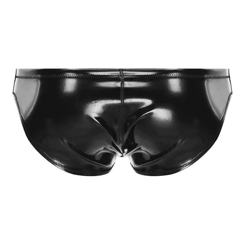 Mens Lingerie Glossy Latex Briefs Bulge Pouch Underwear Lingerie Swim Trunks Wet Look Panties for Nightclub Bodybuilding Raves — image 8