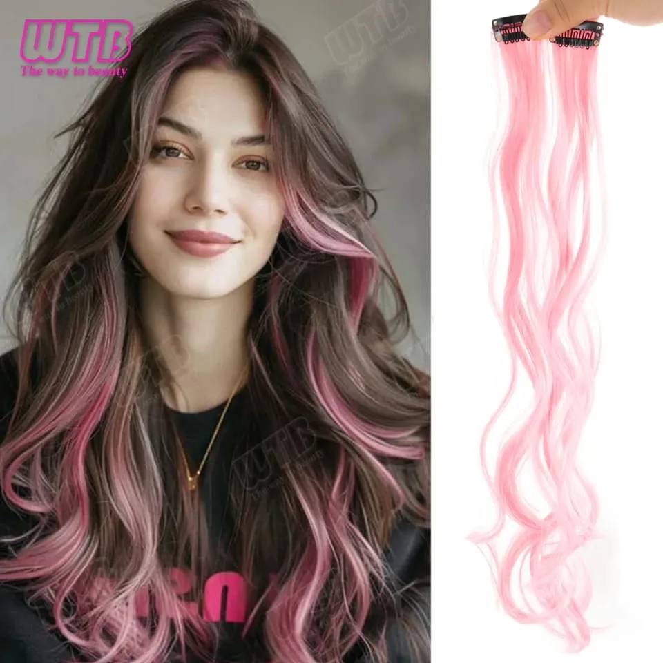 2 Pcs Synthetic Wig BB Clip Style Color Curling Hair Extension Wig Suitable for Women's Daily Wear Holidays and Parties