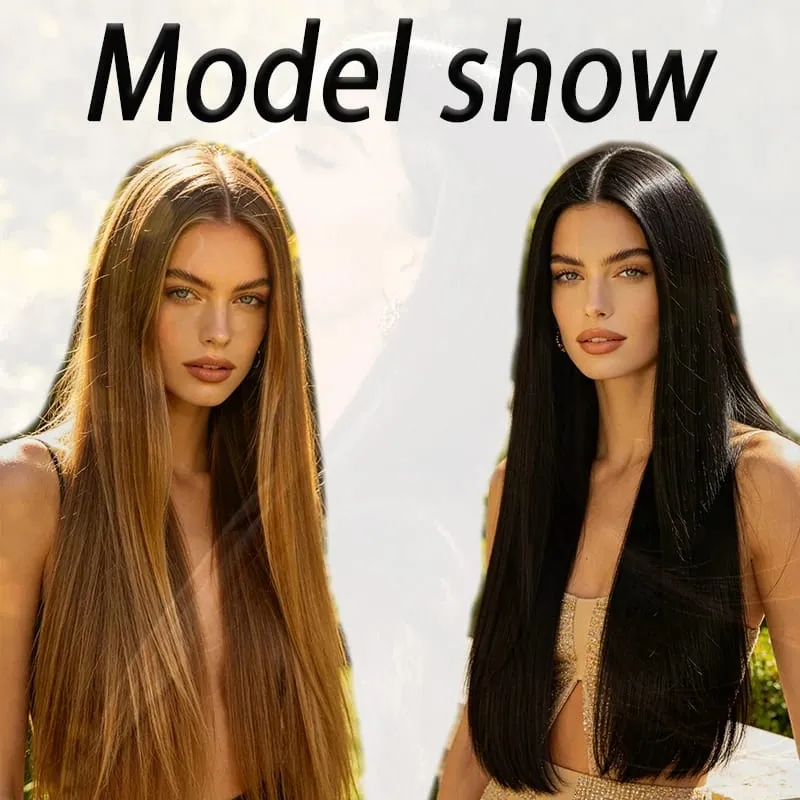 24Inch Synthetic Long Straight One Piece 4 Clips Hair Extensions Invisible Hairpiece Soft Fake Hair For Women Daily Wear — image 7