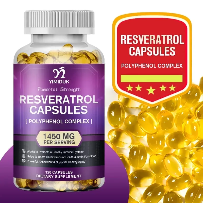 Resveratrol 1450mg Trans-Resveratrol Antioxidant Supplement Support Cardiovascular Digestive Joint Health & Immune System — image 1