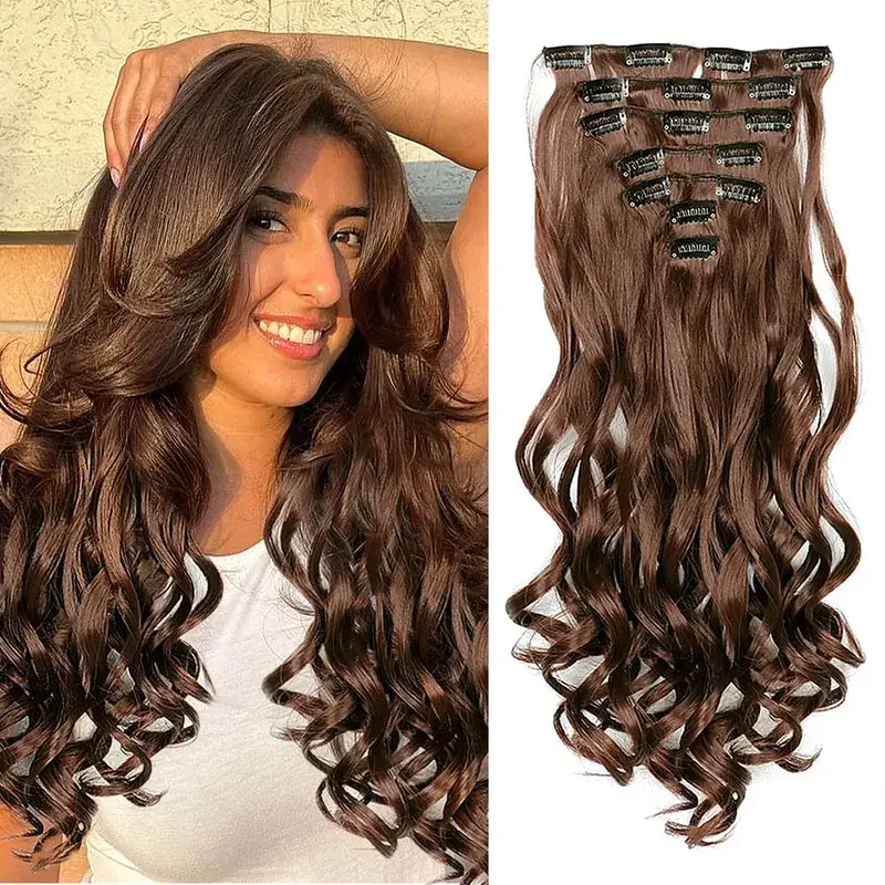 Synthetic Clip in Hair Extensions Purple hairpieces 7pcs/set 22inch Thick Hair for Women Girls Daily Party Cosplay — image 39