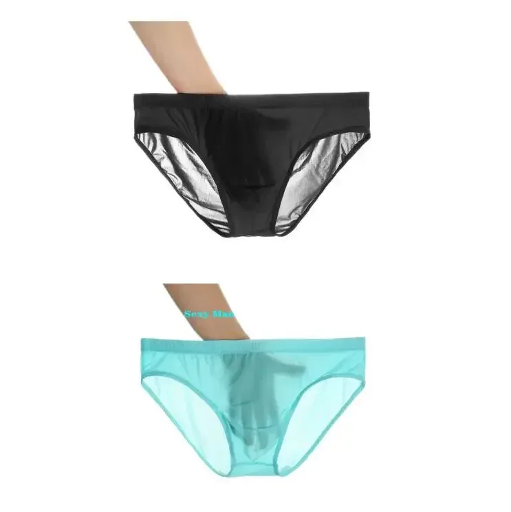 2PCS Ultra Thin Ice Silk กางเกง Plus ขนาด M-4XL สีทึบเยาวชนโปร่งแสงต่ำเอว Breathable เซ็กซี่ชายกางเกง