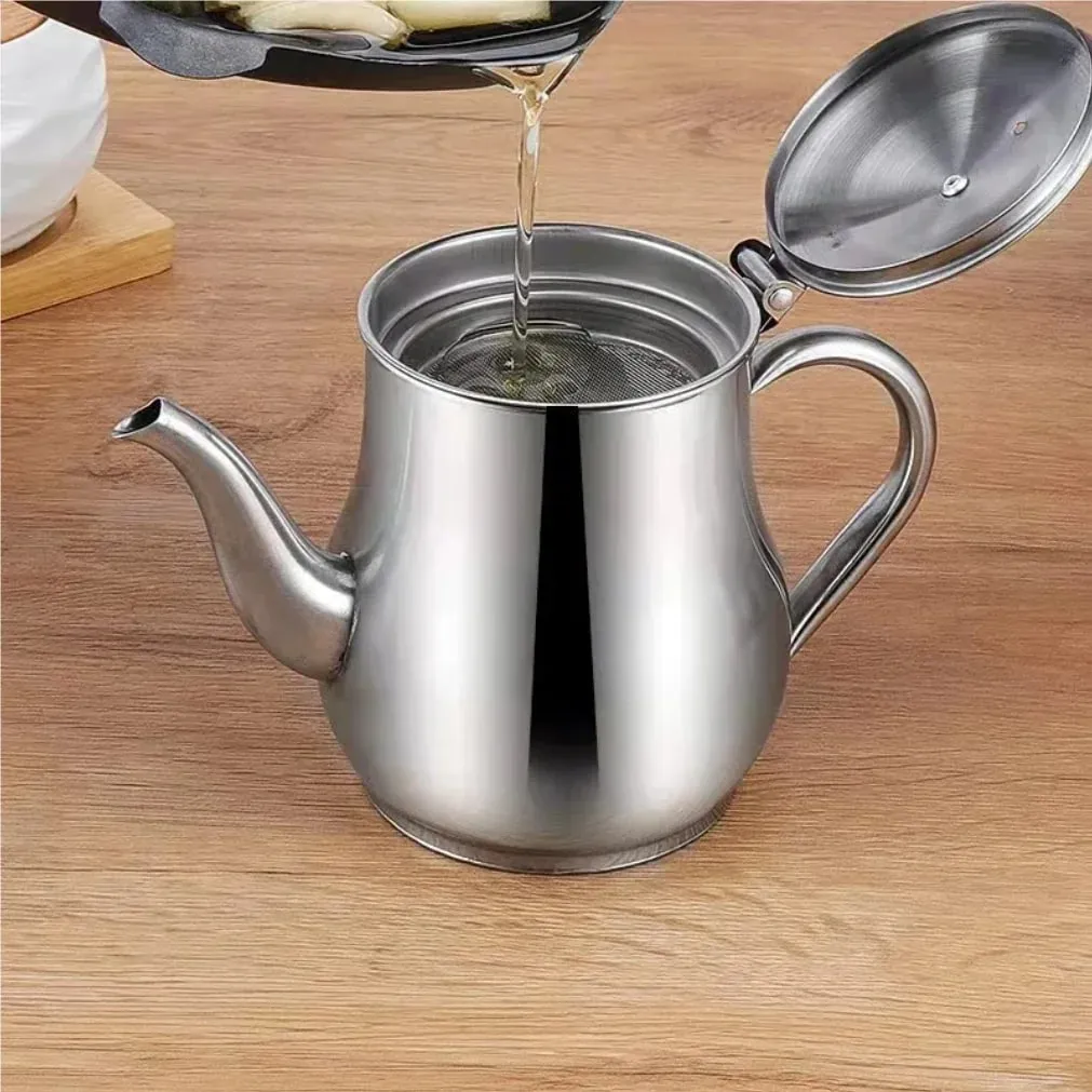 Strainer Oiler Stainless Steel Household Leak-Proof Pot Pour Oil Bottle Practical Oil Cans Seasoning Jars Kitchen Supplies — image 1