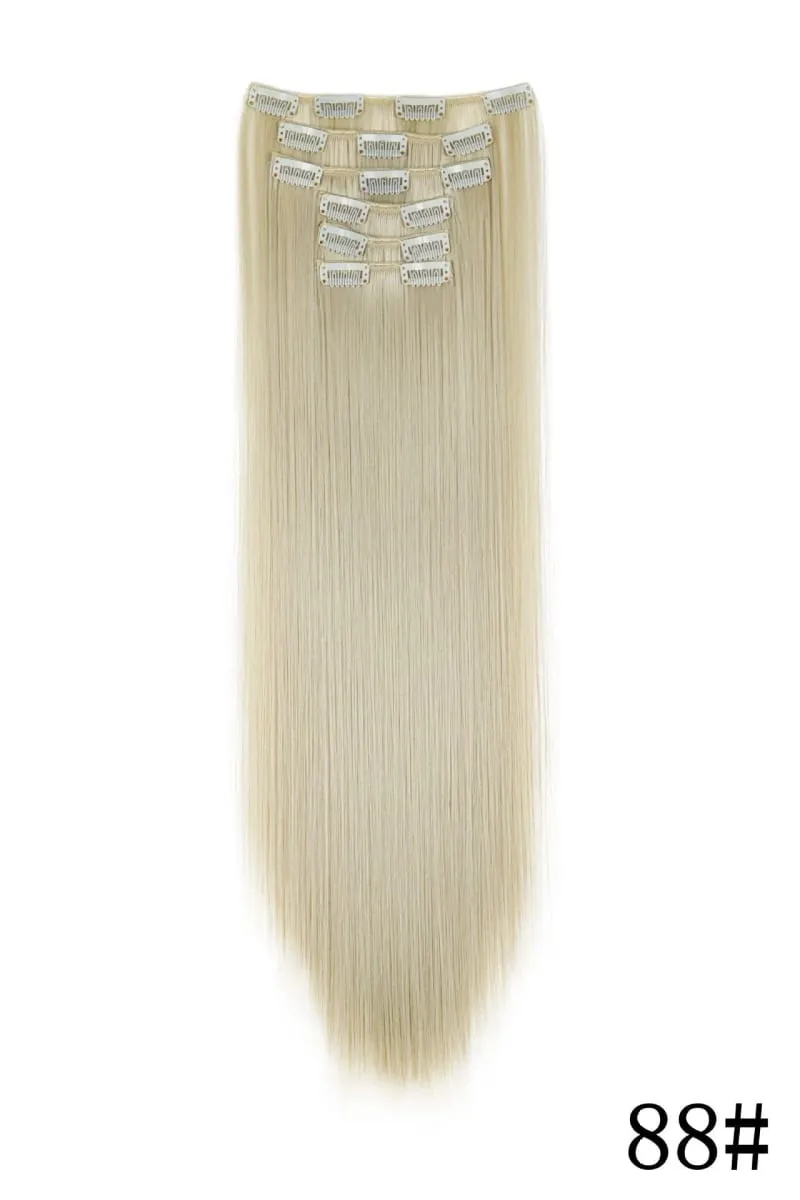 24Inch 16 Clips in Hair Extensions Long Straight Hairstyle Blonde Black Hairpieces Heat Resistant False Hair Daily Use Cosplay — image 26