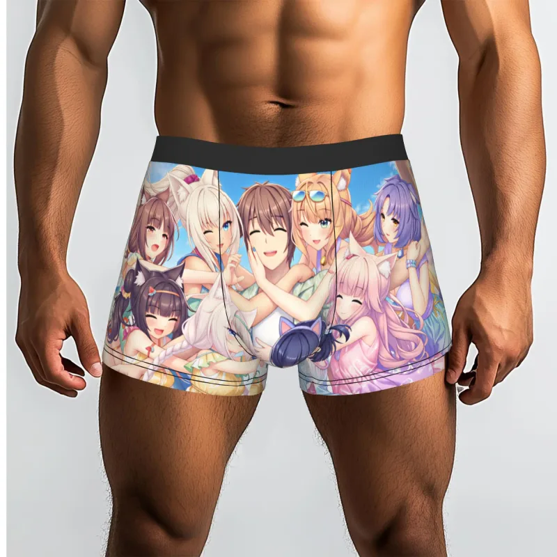 أنيمي N-Nekopara الشوكولاته الفانيليا الملابس الداخلية الرجال المطبوعة لعبة سراويل داخلية للرجال السراويل سراويل داخلية لينة