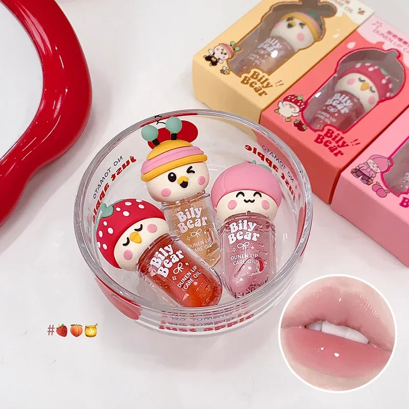 ลิปออยล์ Peach Honey Jelly พร้อมลิปกลอสสตรอเบอร์รี่ให้ความชุ่มชื่นยาวนาน กันน้ำ ไม่ซีดจาง Mirror Lipgloss เครื่องสำอาง — image 2