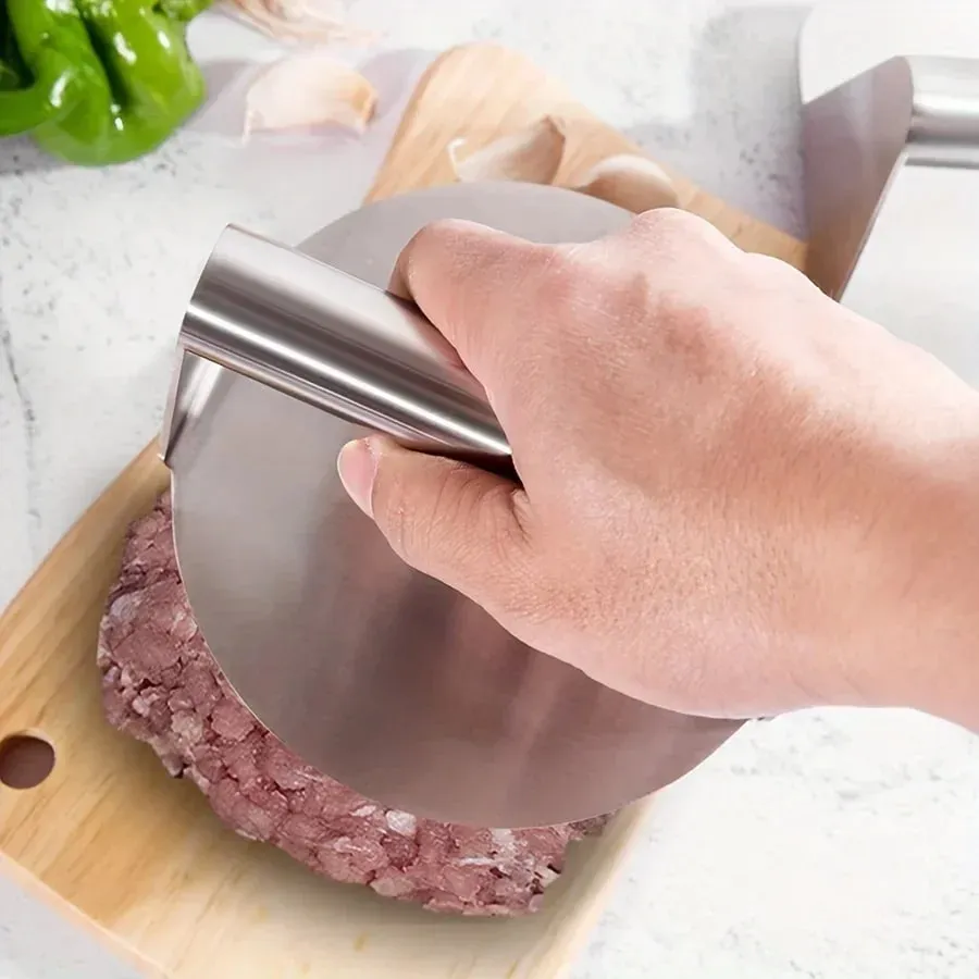 Stainless Steel Smash Burger Press Hamburger Patties Meat Masher Circular Meat Press Mold for Deli Meats Kitchen Accessories — image 4