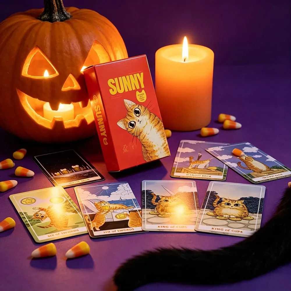 Sunny Cat Tarot Cards Fortune‑Telling Cards Game Spiritual Guidance Divination Cards Cute Witchcraft Gift for Women & Cat Lovers — image 4