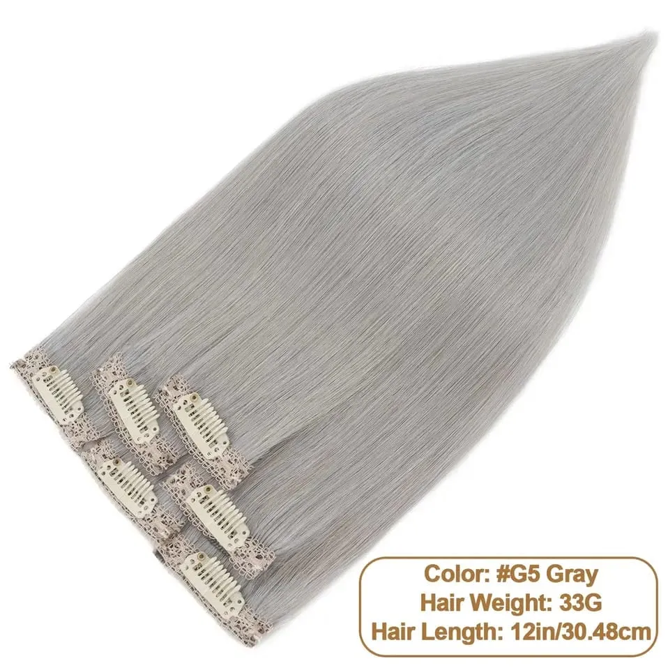 S-noilite 6 PCS Remy Clip In Human Hair Extensions Single Clip Ins Thick Hair Extensions Highlight Seamless Hairpieces for Women