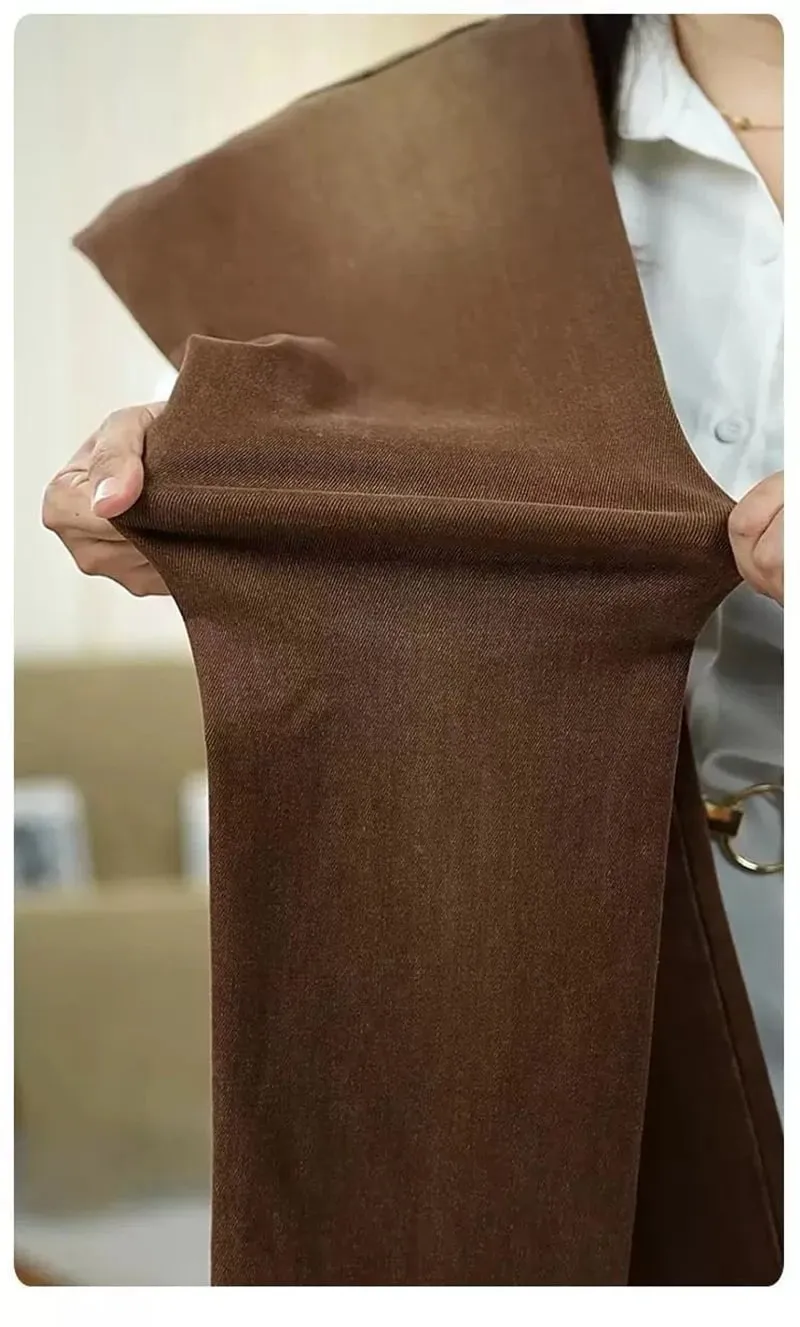 2026 New High-end High-quality Denim Brown Baggy Cotton Elastic Jeans Retro Nostalgic Men's Vintage Straight-fit Trousers — image 6