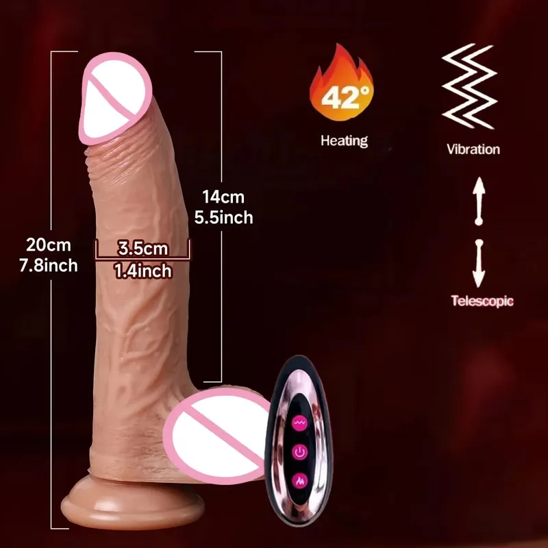 Realistic Dildo Telescopic Vibrator Adult Sex Toys Thrusting Vibrate Heating Penis Masturbation Big Dick Anal Plug for Women 18+