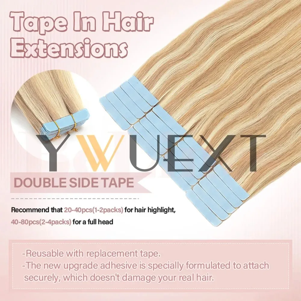 Lightweight Tape in Human Hair Extensions 12-20 inches Seamless PU Skin Weft Tape Hair Natural Straight 20pcs/pack 30G Tape Glue — image 4