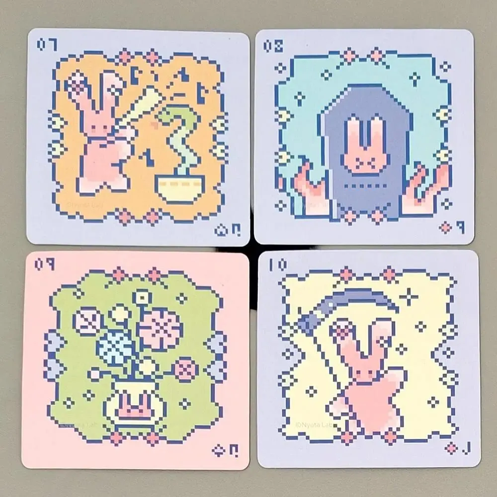 Kawaii Pixel Art Pinkish Lenormand Deck - 42 Cute Rabbit Oracle Cards 7x7cm for Divination Square Mini Deck Embossed Cardstock — image 7