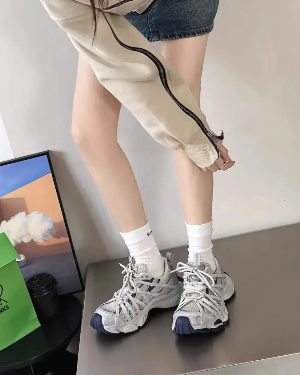 Spring Summer New Style Men Women Dad Shoes Thick Bottom Net Surface Sports Shoes Trendy Versatile Breathable Tie Shoes — image 6