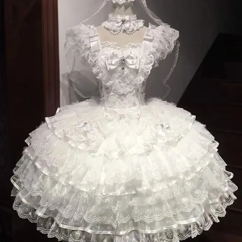 Cosplay Clothing Girls Vintage Elegant Holiday Party Dress 2026 Summer Lolita Strap Dress Japanese Sweet Kawaii Style Y2K Lace — image 2