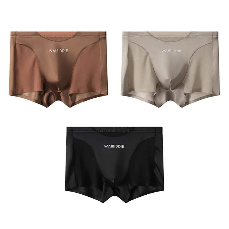 1/3PCS Luxury Satin-like Ice Silk Men Underwear Cool Breathable Double-side Mesh Men's Panties High Elastic Seamless Lingeries