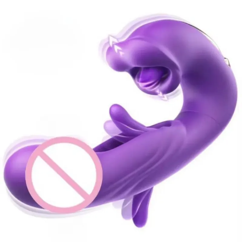 3In1 Thrusting Vibrator Female Tongue Licking Dildo Clitoris Stimultor Finger Flapping Vagin Massager Adult Sex Toys for Women