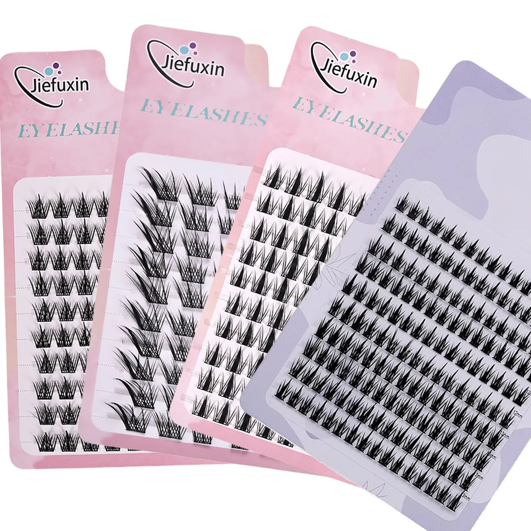 Soft Tapered Thick Manga Fox Eye Individual Clusters Jiefuxin Large Capacity DIY Lashes Simple Operation for Makeup Newbies