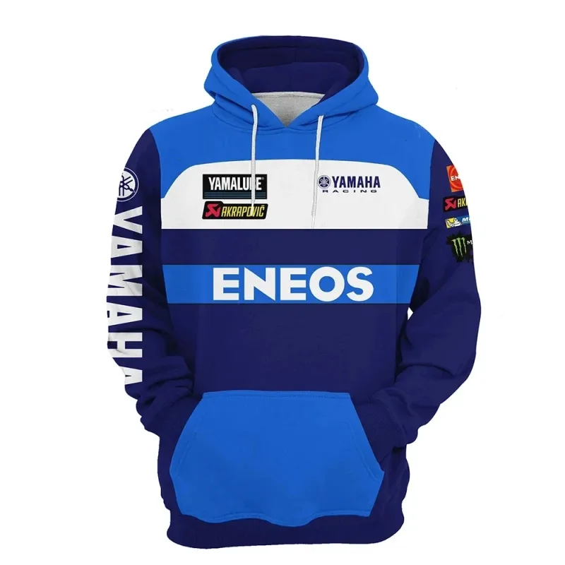 Yamaha men's 3D printed motorcycle hooded pullover shirt suitable for street wear and motorcycle riding — image 9
