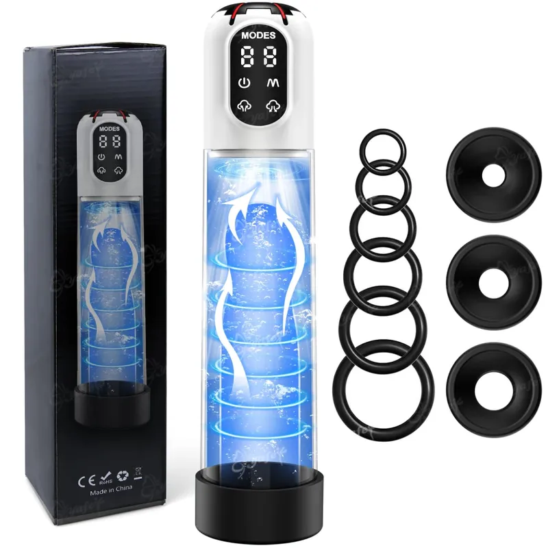 IPX7 Electric Penis Pump Adult Sex Toy Enlarger for Men Erection Air Water Extender 4 Training 3 Suction 9 Silicone Sleeve
