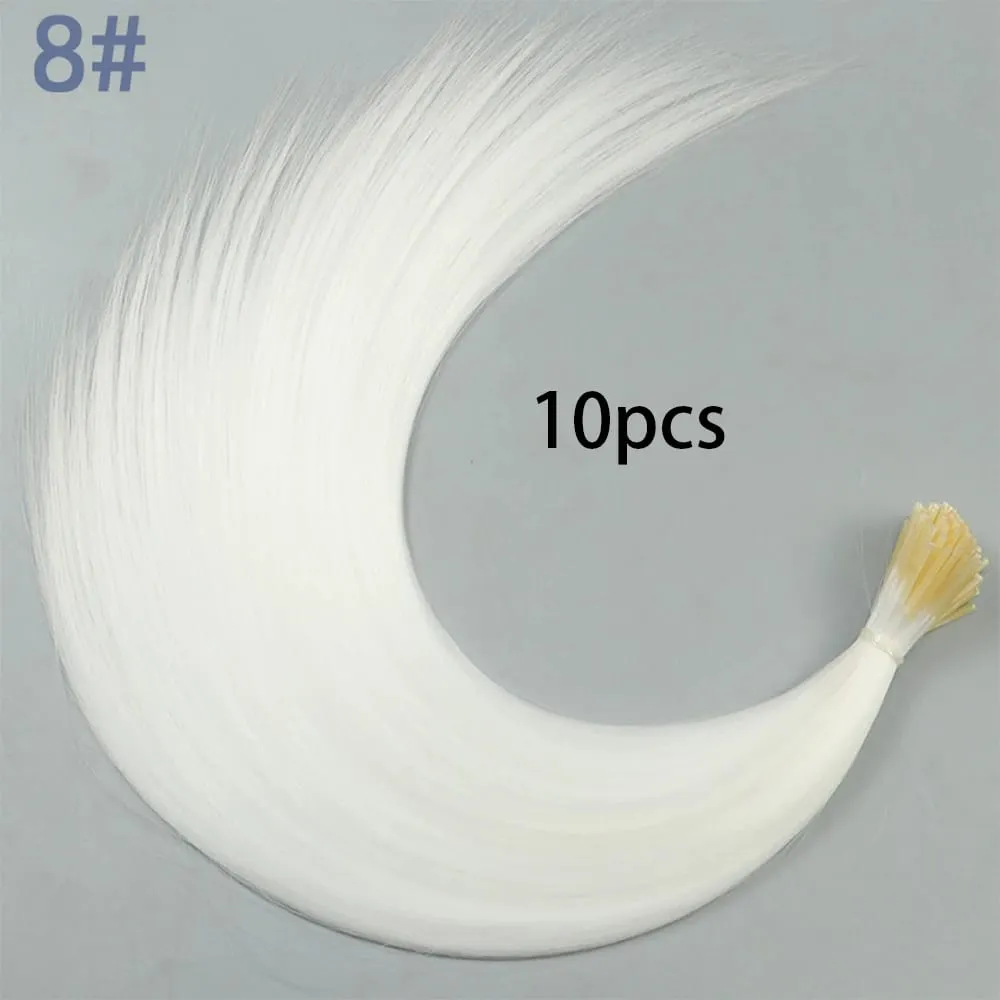 Estensioni per capelli sintetici colorati con punta I, capelli lisci, 16 pollici, per donne, ad alta temperatura, 10 fili/confezione di colori — image 16