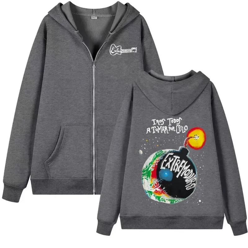 Rock Band Extremoduro Tour 2026 Zip Up Hoodies Men's Fashion Gothic Fleece Sweatshirts Coats Oversized Zipper Hoodie Streetwear — image 3