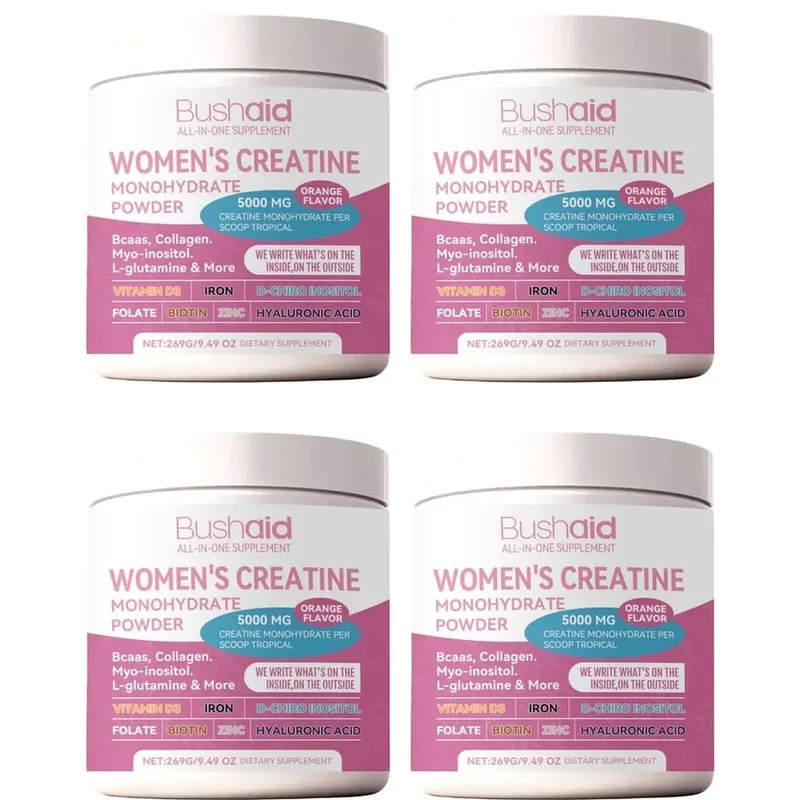 BushAid Women's Creatine Monohydrate Powder 5000mg 269G Orange Flavor with BCAA Muscle Strength Workout Support 30 Servings — image 10