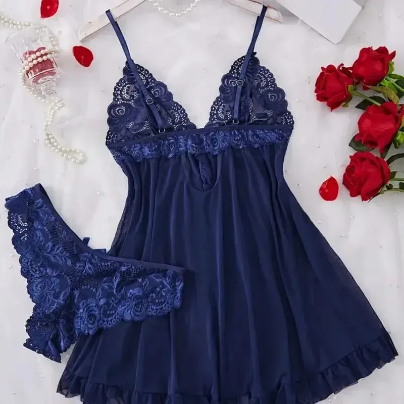 Red Sexy Lingerie Erotic Underwear Sets Transparent Porno Lace Bra And Panty Set Lingerie Women Hot Sleepwear Babydoll Dress — image 6
