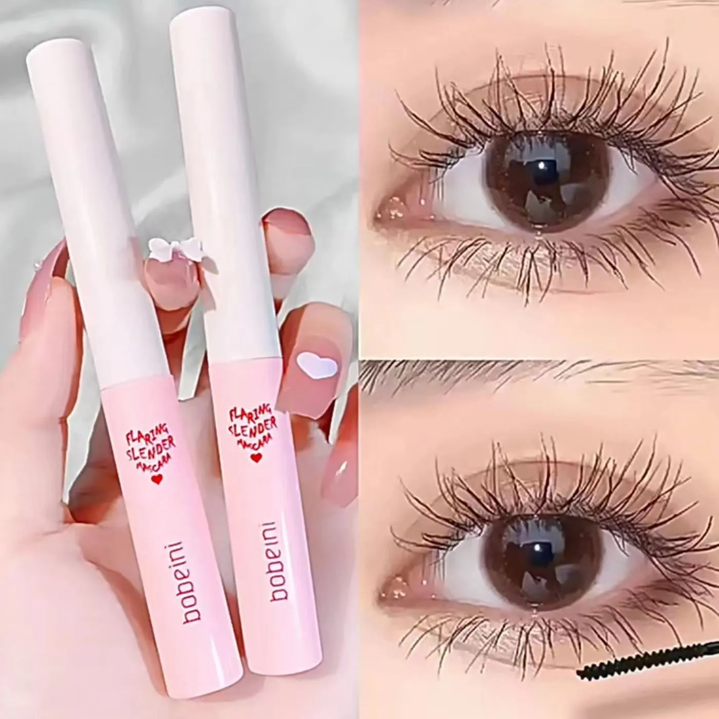 Mascara siêu mịn Làm cong dày mi Mascara chống thấm nước, không nhòe màu nâu Uốn cong tự nhiên Cọ mịn Trang điểm Mascara