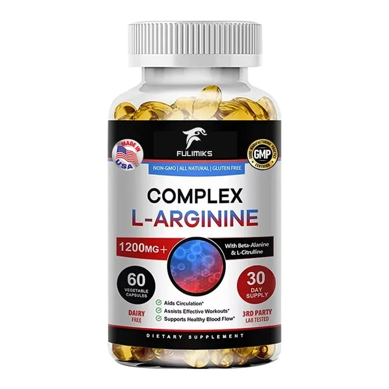 L-Arginine Nitric Oxide Supplement Helps Build Muscle and Supports Blood Flow Circulation Nutrient Delivery and Pumping