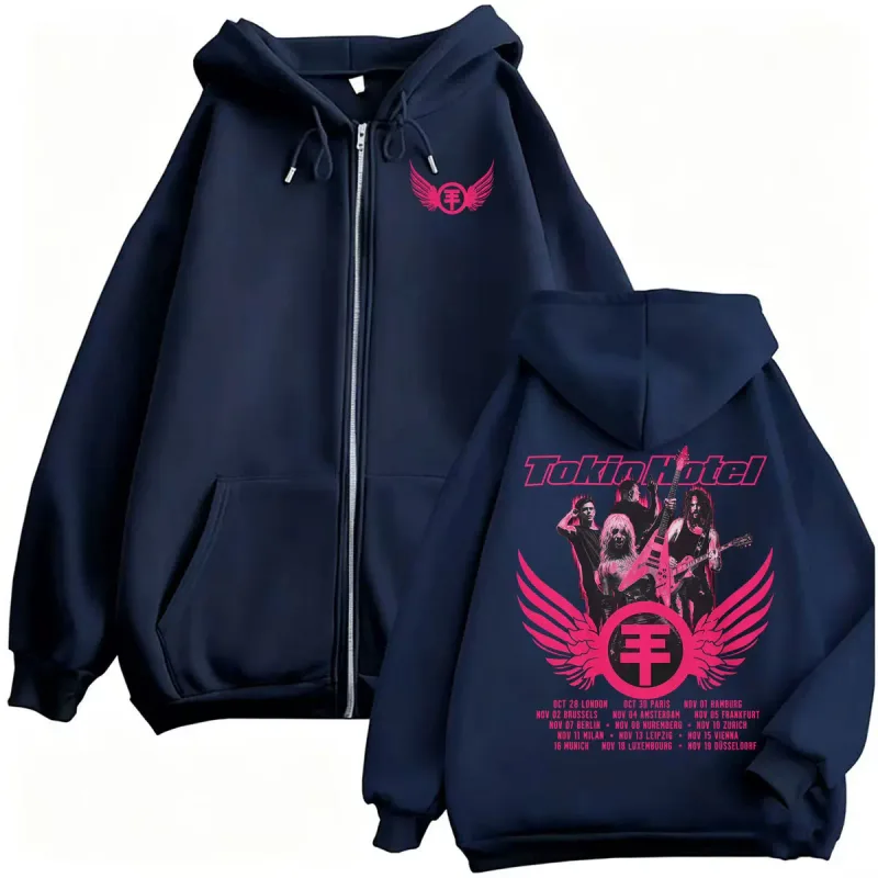 Tokio Hotel Arena Tour 2026 Zipper Hoodies Men's Clothing Harajuku Sweatshirt Jacket Coats High Quality Bodywarmer Zip Up Hoodie — image 4
