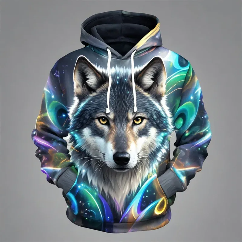 3D Lion Graphic Printed Men's Hoodie Fashion Street Hooded Sweatshirt Summer Autumn Oversized Tracksuit Pullover Casual Hoodies — image 7