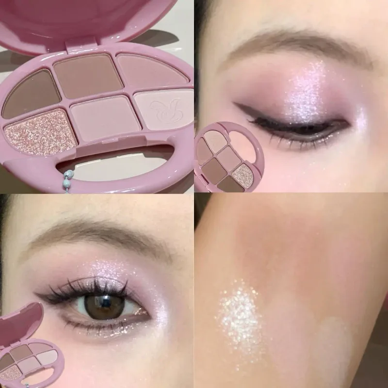 6 Colors Brown Chestnut Eyeshadow Palette Matte Shimmer Eye Shadow Brighten Waterproof Glitter Pink Eyes Pigments Makeup Palette — image 9