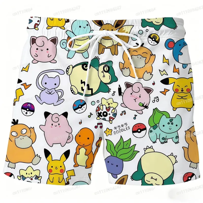 2026 Summer Psyduck Beach Shorts Pokemon Cartoon Quick Dry Board Shorts Cute Duck Print Casual Holiday Pants for Men Women Sport — image 9