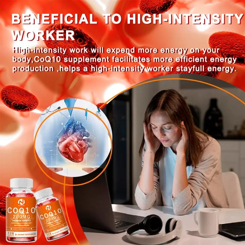 COQ10 Coenzyme Q10 200mg for Energy Antioxidant Cardiovascular Brain Health Natural Non-GMO — image 7