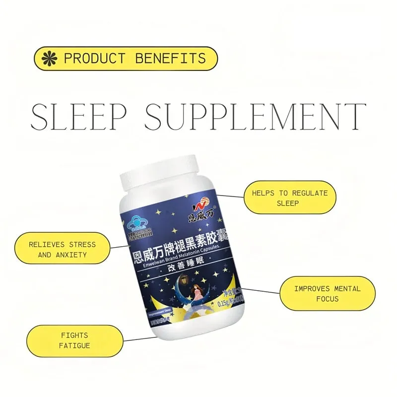 Κάψουλες μελατονίνης Deep Sleep & Brain Cognition Extra Strength Λιποσωματική Μελατονίνη με βιταμίνη Β6 διπλής επίδρασης ποιοτικός ύπνος — image 2