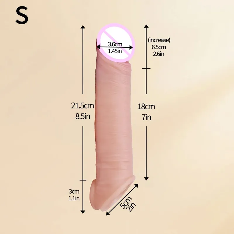 Fondina in silicone sottile con custodia per pene riutilizzabile realistica con estensore per l'ingrandimento del pene con anello anti-scatto per l'eiaculazione ritardata degli uomini