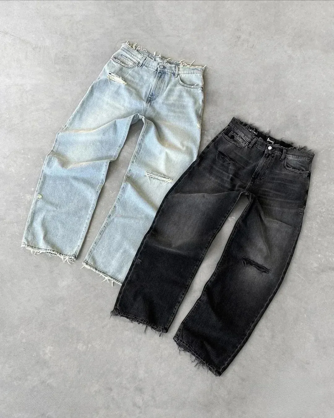 Straight Jeans Distressed Men Jean Ripped Holes Washed Denim Pants Ankle Length Loose Solid Zipper Fly Pockets Casual 2026 — image 7