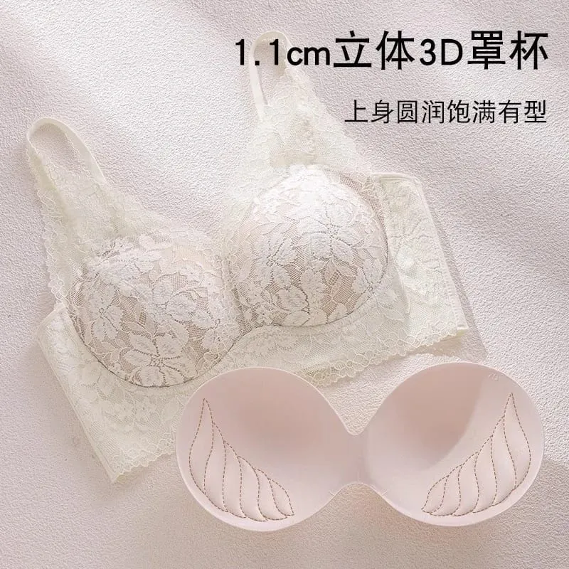 French-style exquisite lace autumn and winter lingerie for women with small busts push-up no underwire anti-sagging seamless — image 5