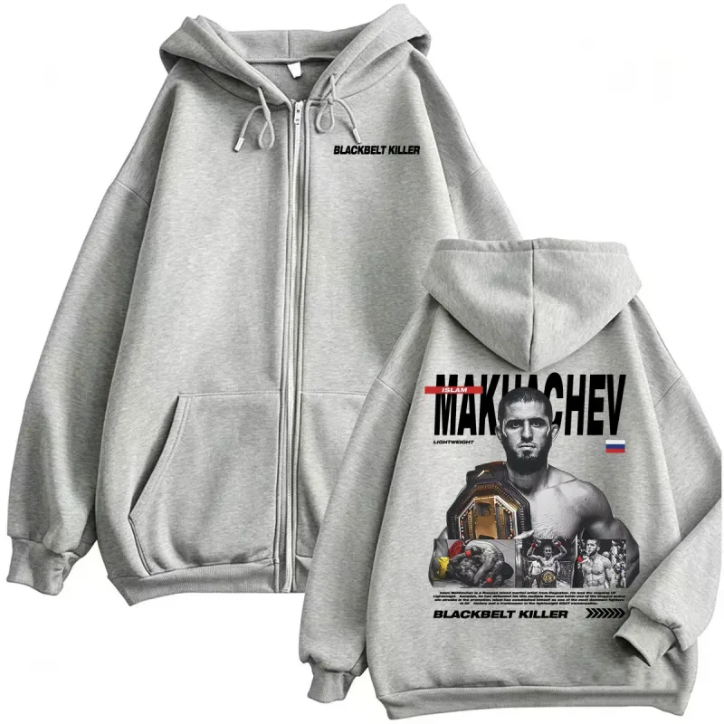 Islam Makhachev Blackbelt Killer Zip Up Hoodies Men Women Fashion Violence Aesthetic Sweatshirt Jacket High Quality Zipper Coats — image 5