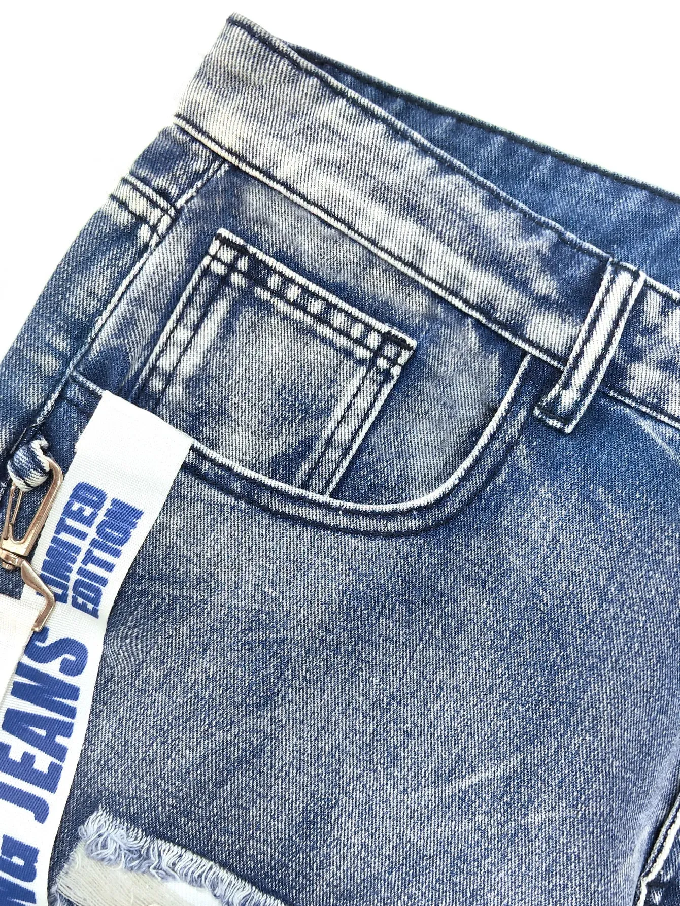 Men's jeans slim fit motorcycle straps blue denim trousers washed blue cut holes multi-craft hip-hop streetwear daily men Pants