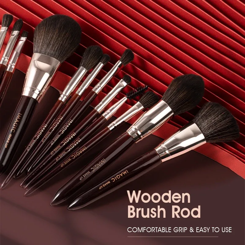Ensemble de pinceaux de maquillage, 12 pièces/Kit, fard à paupières, poudre, Blush, surligneur, cheveux naturels synthétiques, outils de beauté cosmétiques professionnels — image 3
