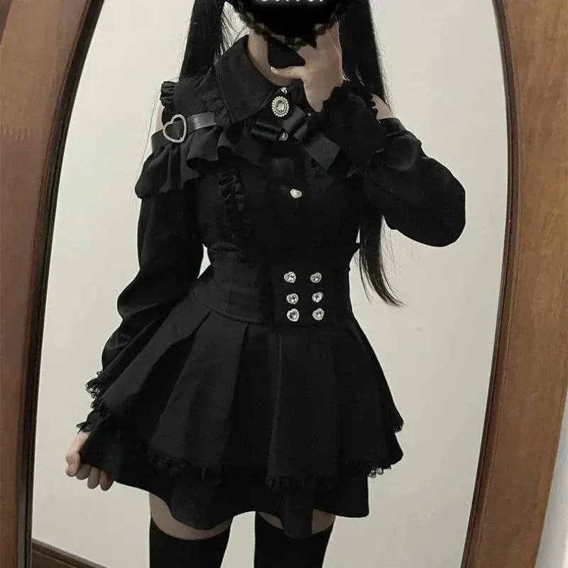 Gothic Vintage Lace Y2k Mini Dress Women Design Streetwear Black Lolita Slim Dress Long Sleeve Elegant Dress Spicy Girls — image 7