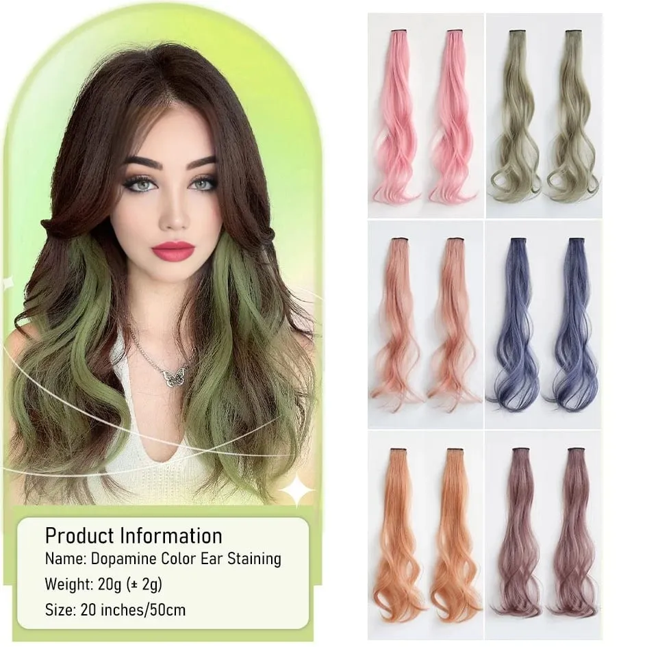 Synthetic 2 Pieces/Set 50cm Colored Curly Hair Extensions Water Wave Pink/Blue/Purple Halloween/Christmas Wig — image 3