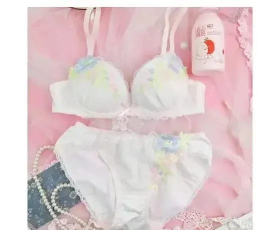 Sweet Lolita Lingerie Set: Floral Lace Applique Push Up Bra & Panty Set Cute Sexy Underwear — image 9