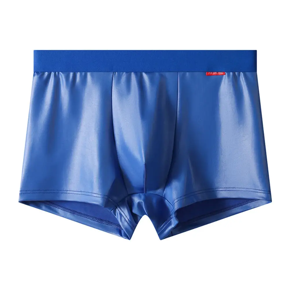Men Faux Leather Boxer Shorts Underwear For Man Briefs U Convex Pouch Lingerie Unisex Panties Trunks Clubwear Men's Underpants
