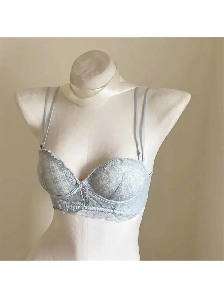 Lace Push Up Bra No Underwear Padding Slim Wireless Seamless Summer Sexy Bralette for Small Chest Lift Side Support Anti Sagging — image 4