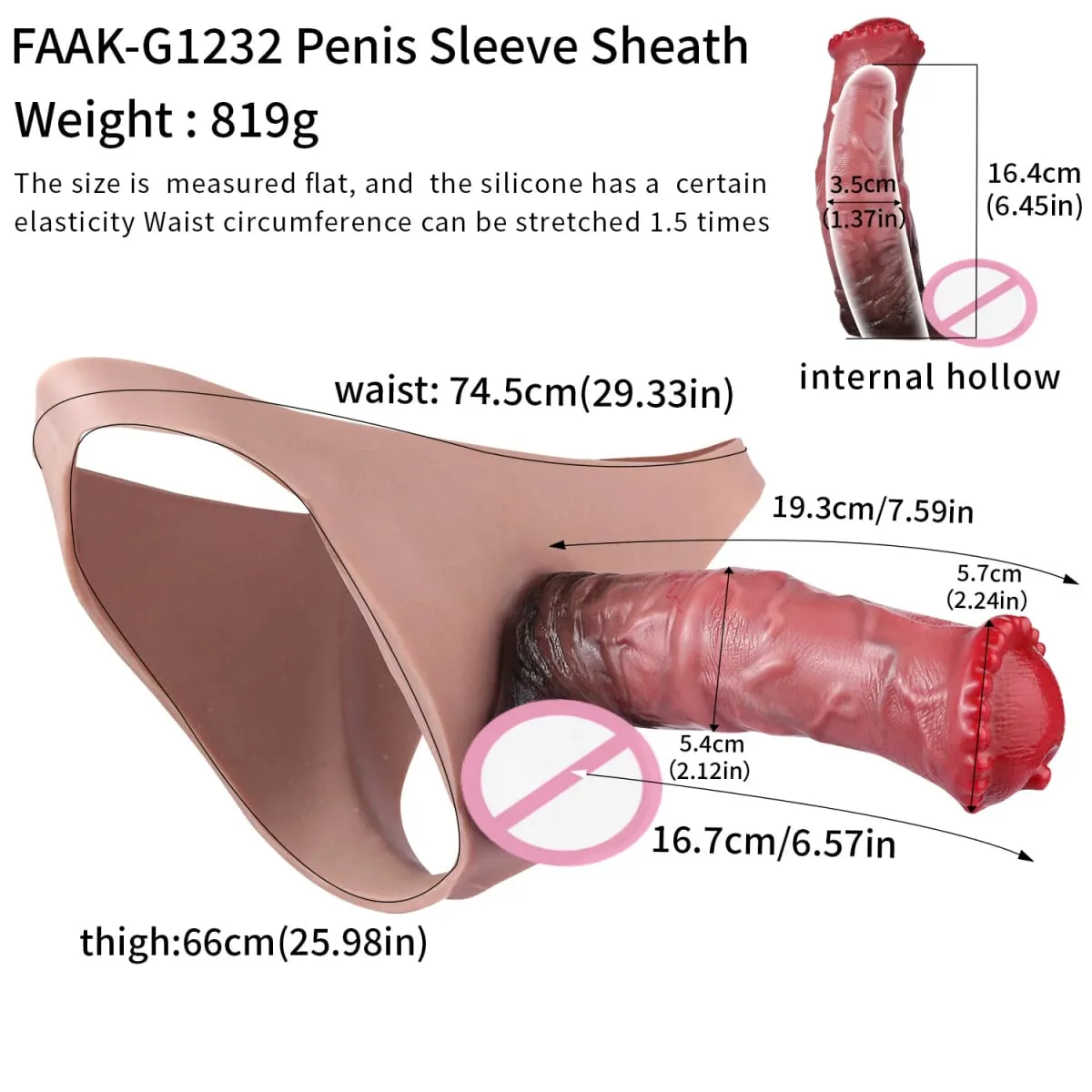 Reusable Hollow Penis Sleeve Pants насадка на член Realistic Male Dick Extender Sex Toys Couples Sex Pleasure Products — image 2